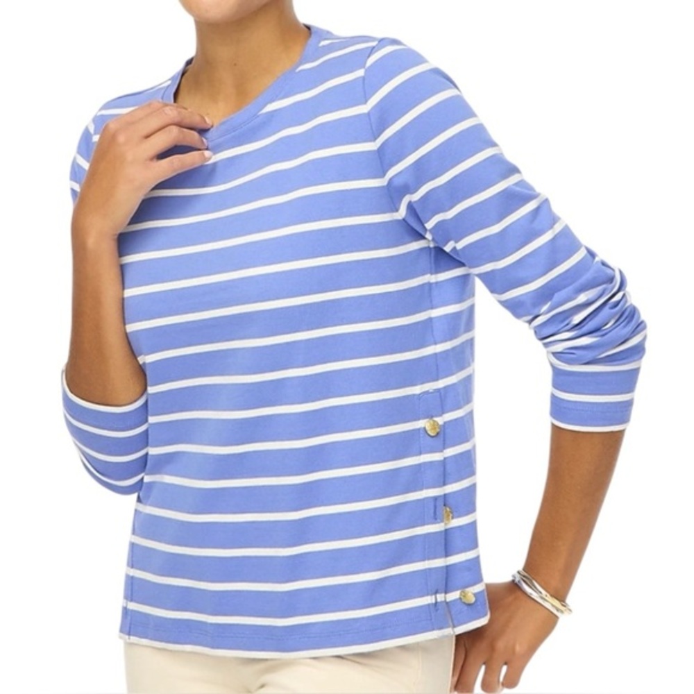NWT J. Crew Striped long-sleeve side-button top size XS